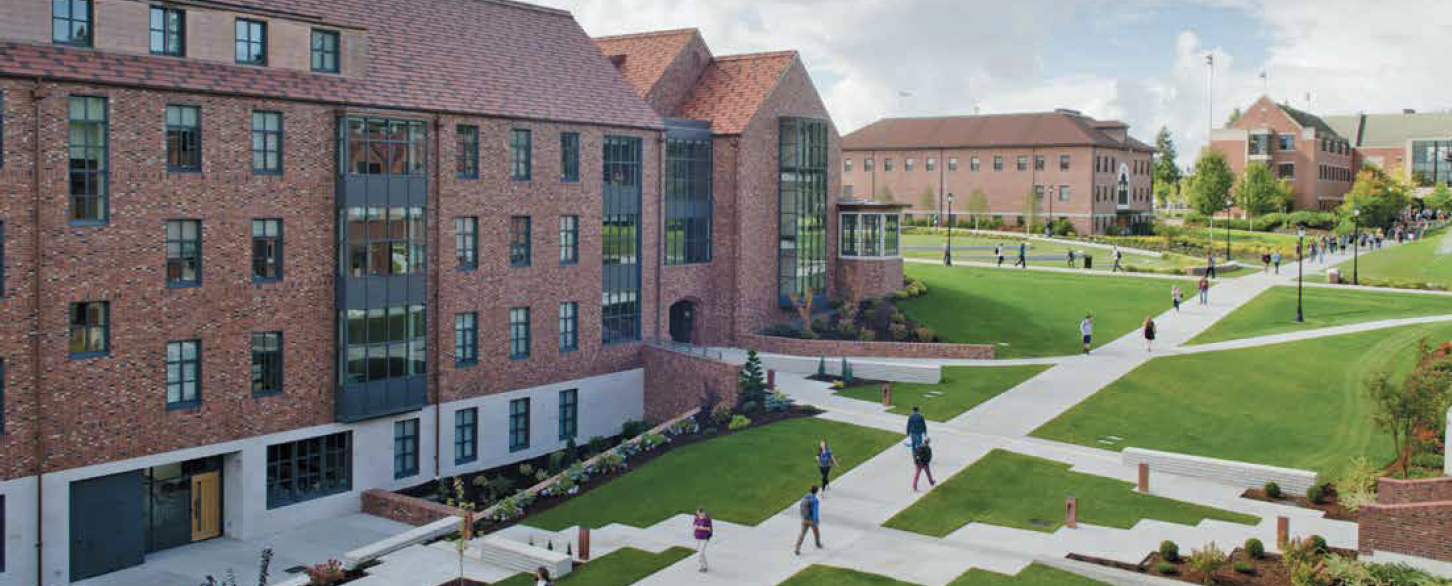 Aerial shot of campus buildings