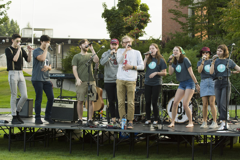 An a cappella group performs at LogJam!