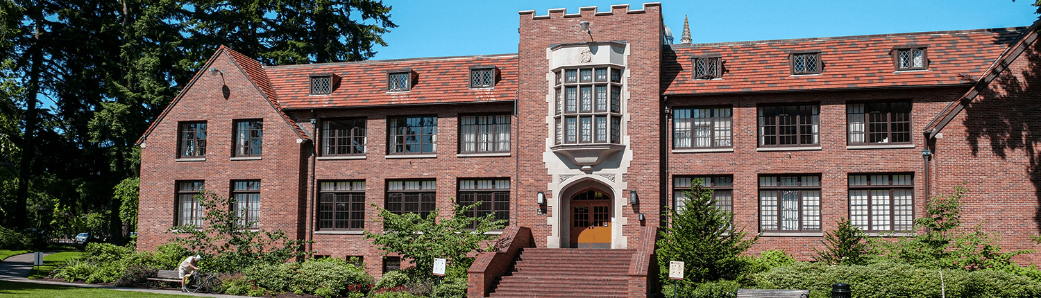 Image of the Music Building with steps leading to the entrance.