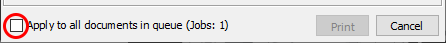 screenshot for applying the account selection to all documents in the print queue in PaperCut