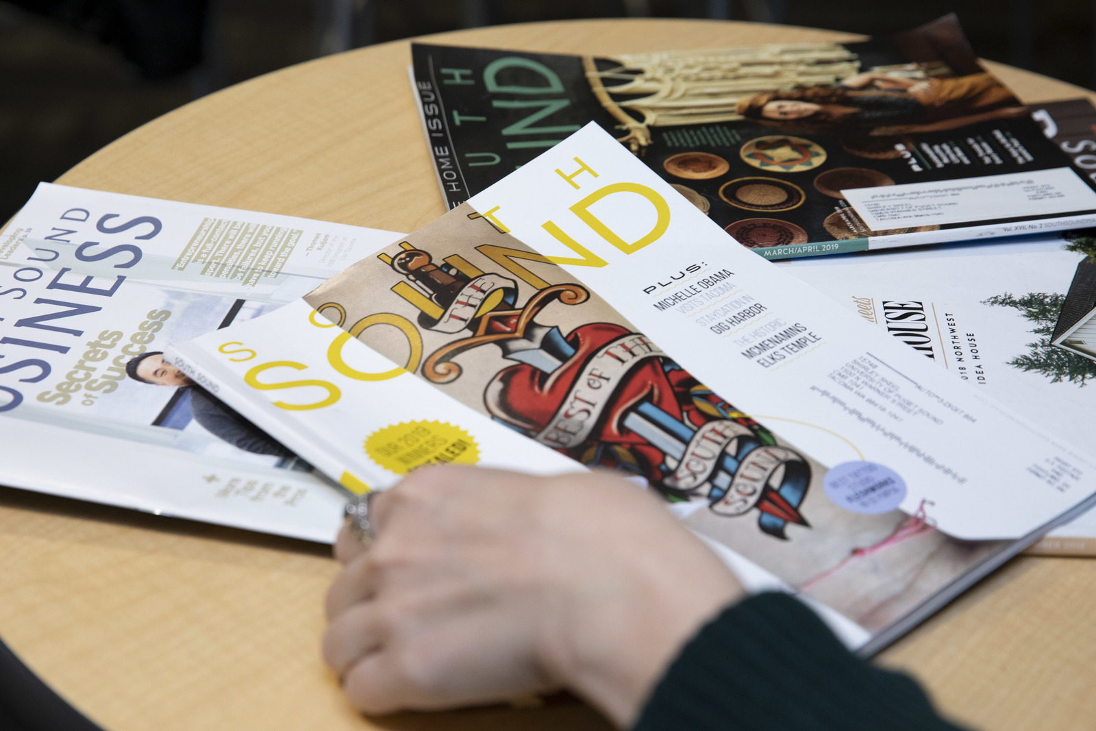 Magazines on a table