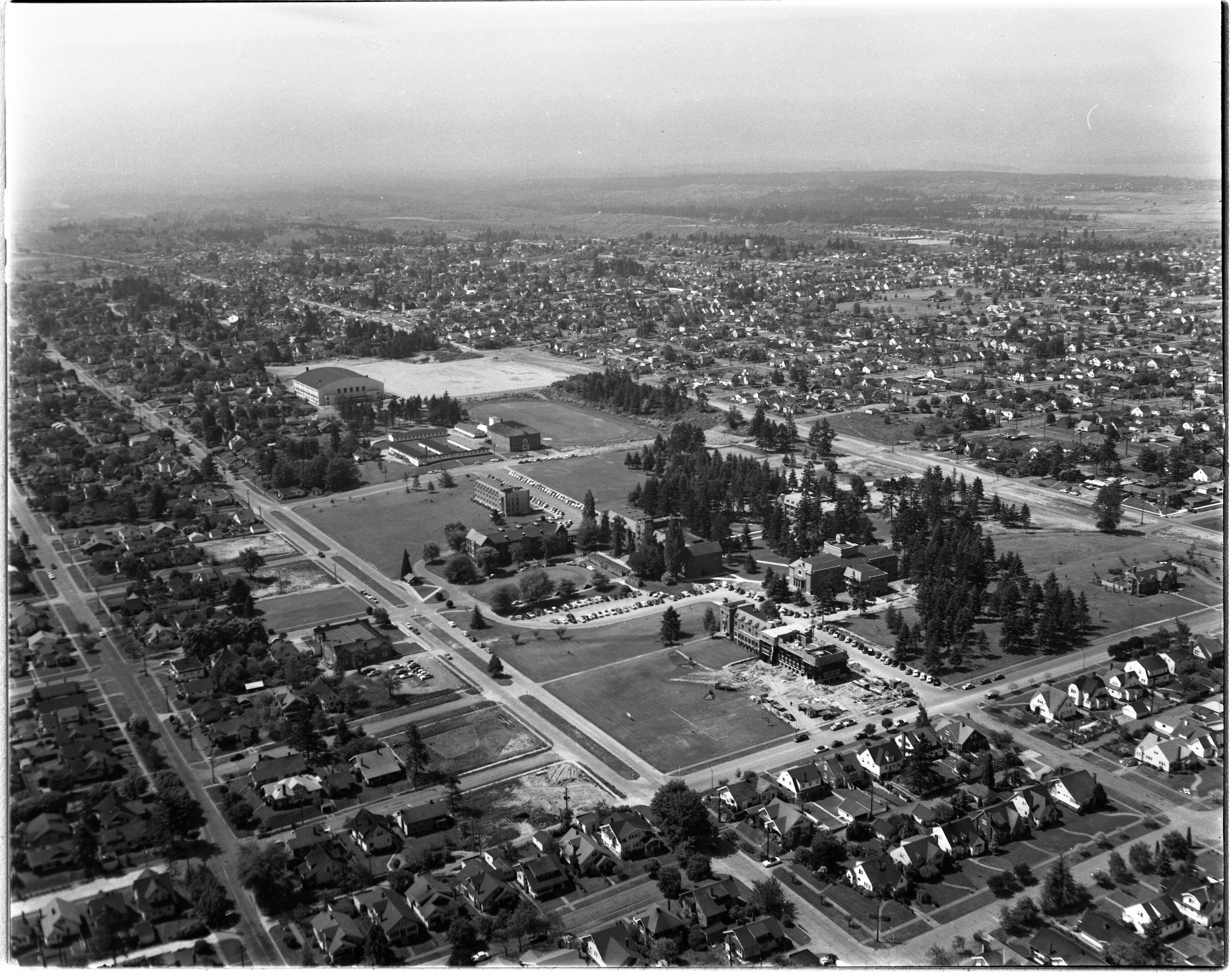 Aerial view of the College of Puget Sound, 1954.