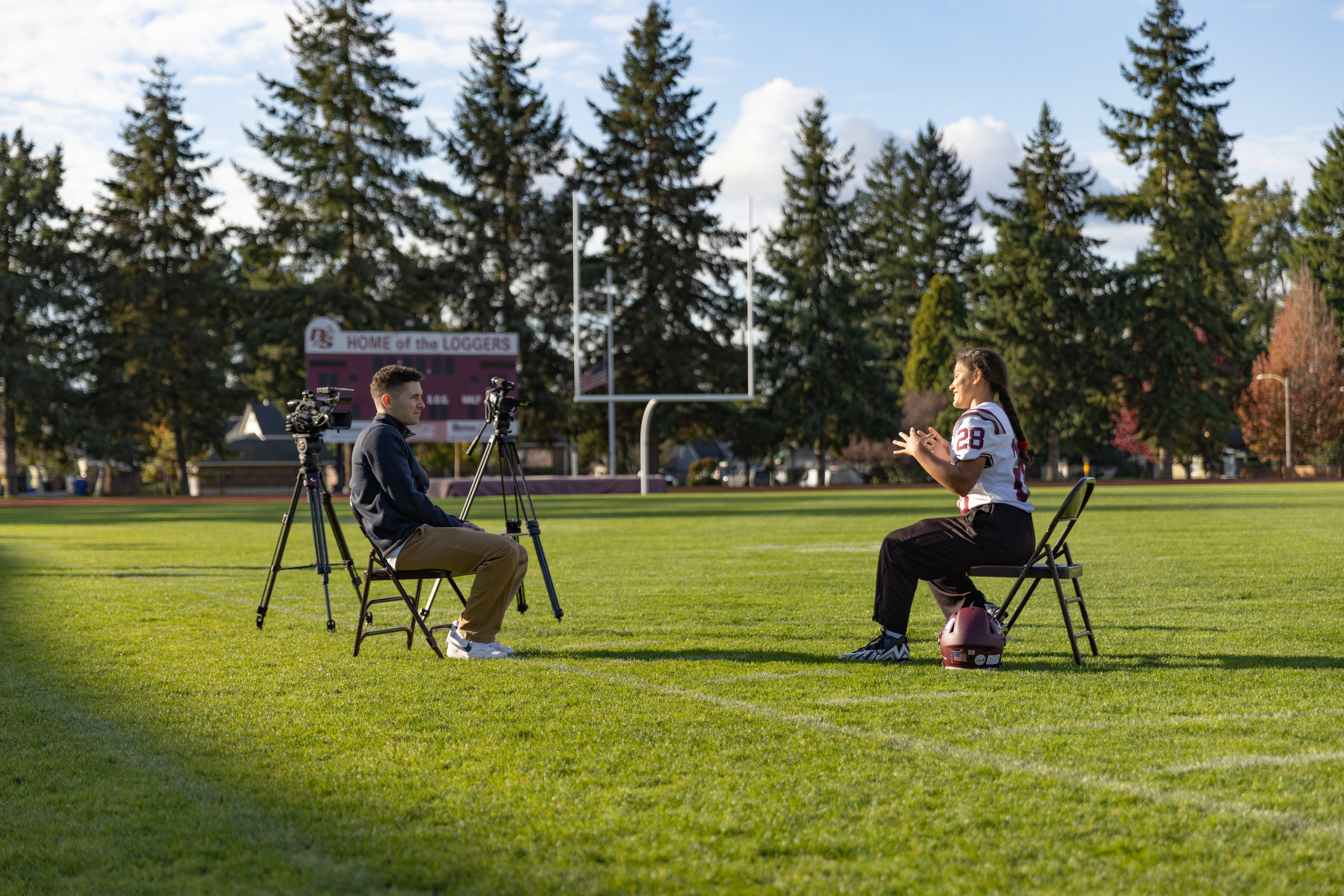 Lily Godwin ’26 being interviewed by KING 5.