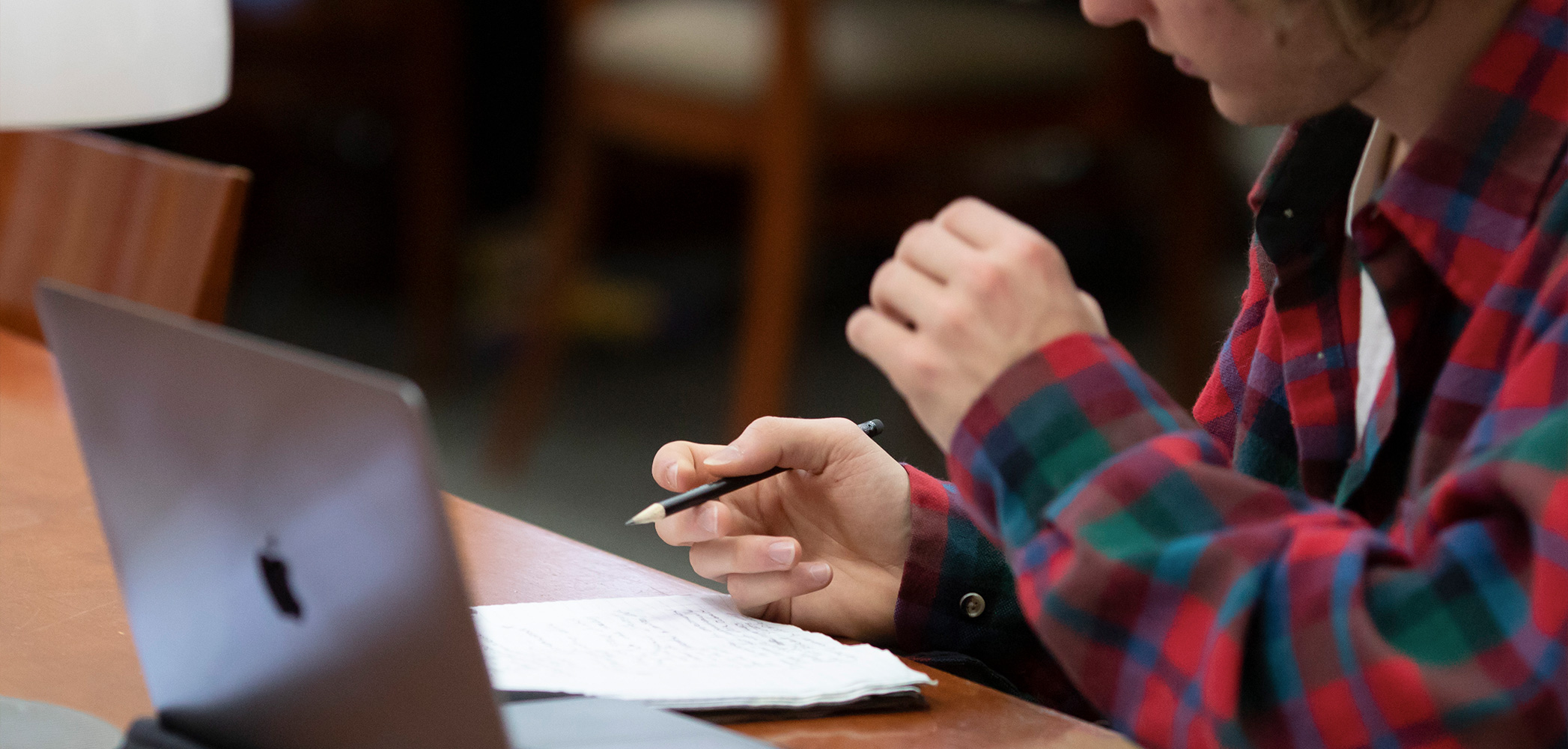 Student works in Collins Memorial Library