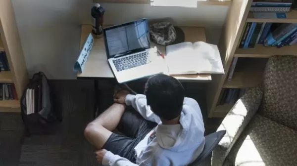 Student working at home