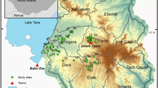 Topographical map of Lake Tana area