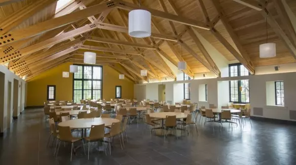 Upper Marshall Hall set up with conference tables