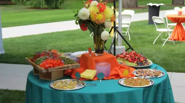 Table with food at an outdoor event