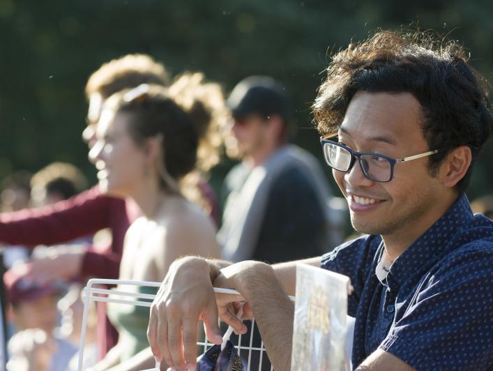 Smiling student during group event