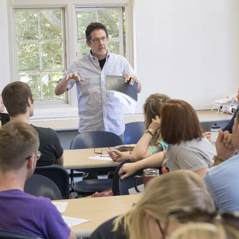 Prof. Fred Hamel teaches a class.