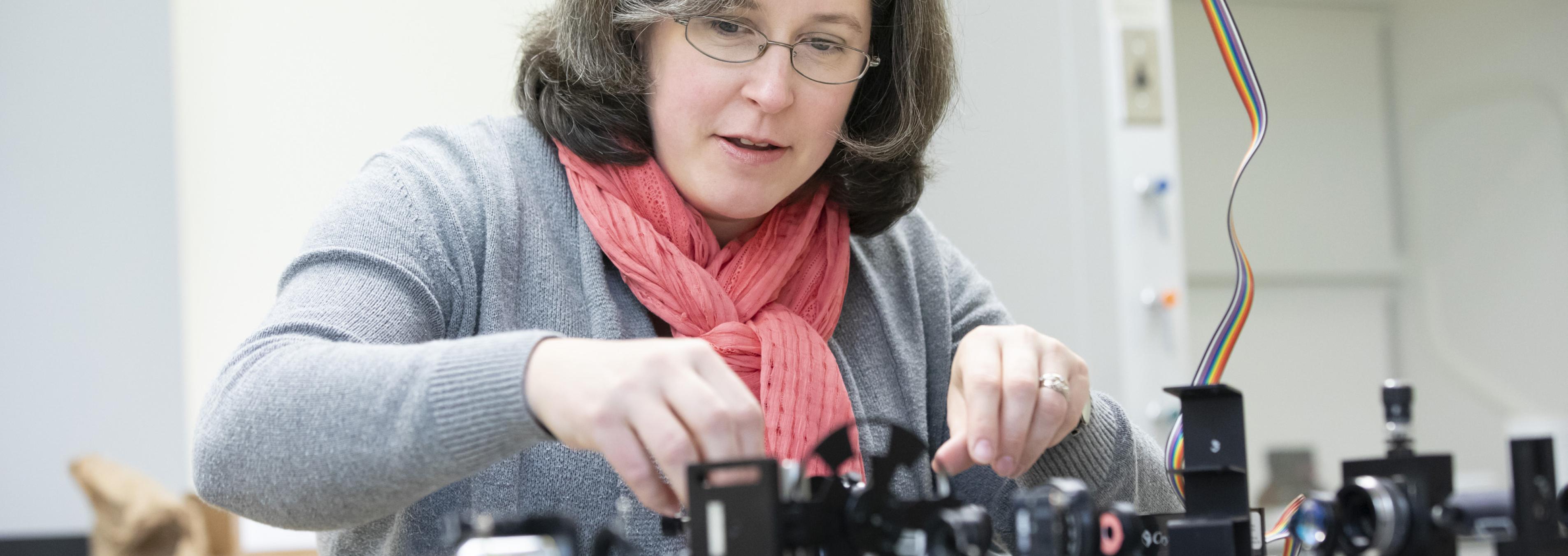 Prof. Spivey prepares for a demonstration.