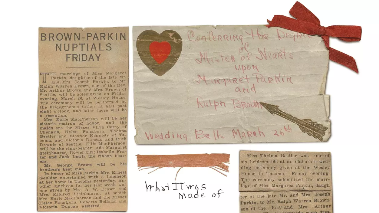 A collection of ephemera focused on a Logger love story from way back.