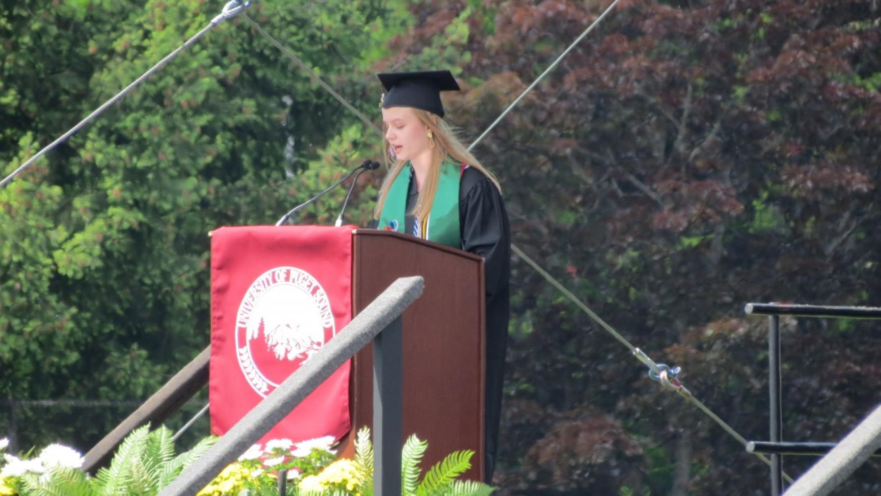 Megan Sanders '19 speaks at Commencment 2019.