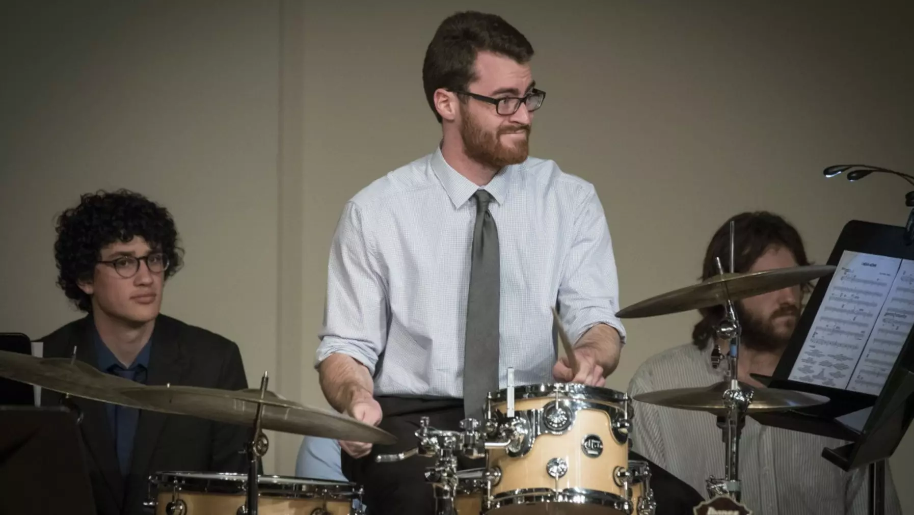 Man playing a drum kit