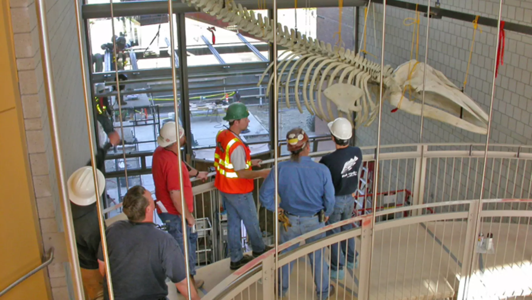 Albert, Bob, Tom, Isaac, Jerry and Peter discuss the final placement, angles and hanging points.