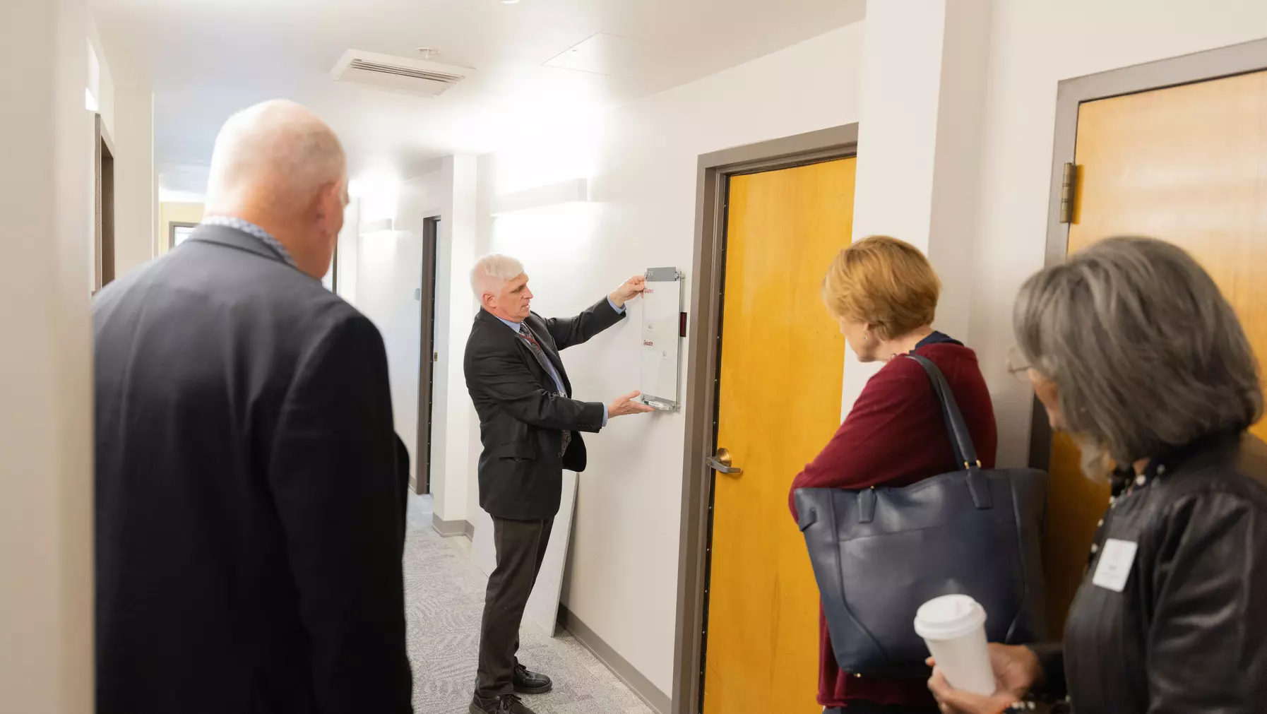 AVP for Facilities Bob Kief showcases some new features in the Seward Hall remodel.