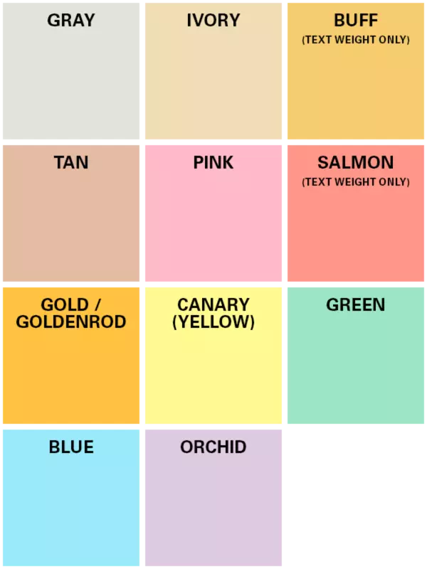 a grid displaying pastel paper color swatches