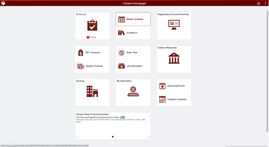 myPugetSound Student Dashboard